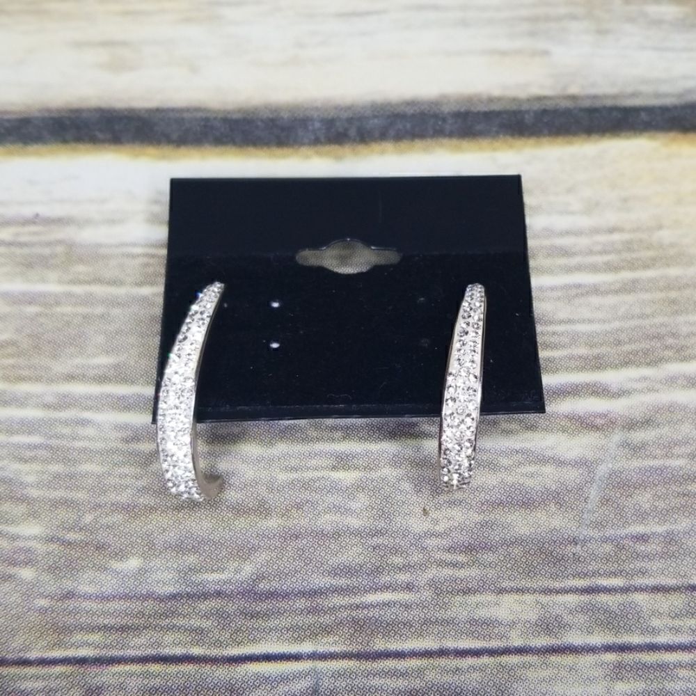 RHINESTONE SEMI HOOPS - Picture 3 of 5